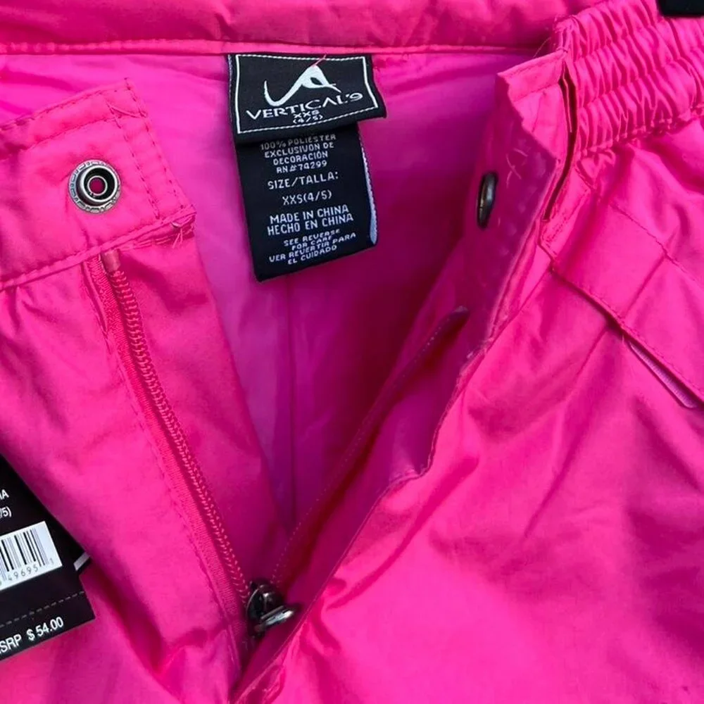 Vertical 9 Girls Pink Water Resistant Insulated Cargo Snow Pants Youth Girls Sz